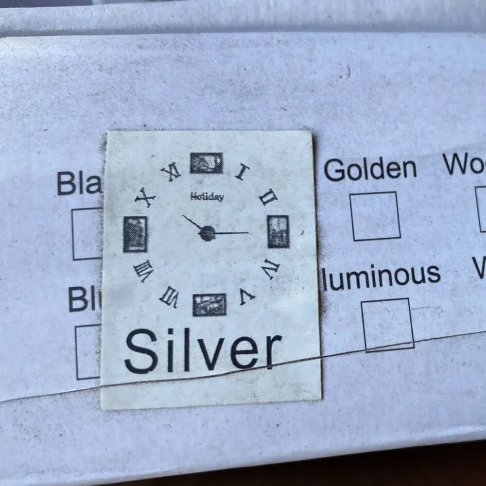 Roman Numerals Frameless Wall Clock Stickers, DIY Modern Decorative Clock SILVER
